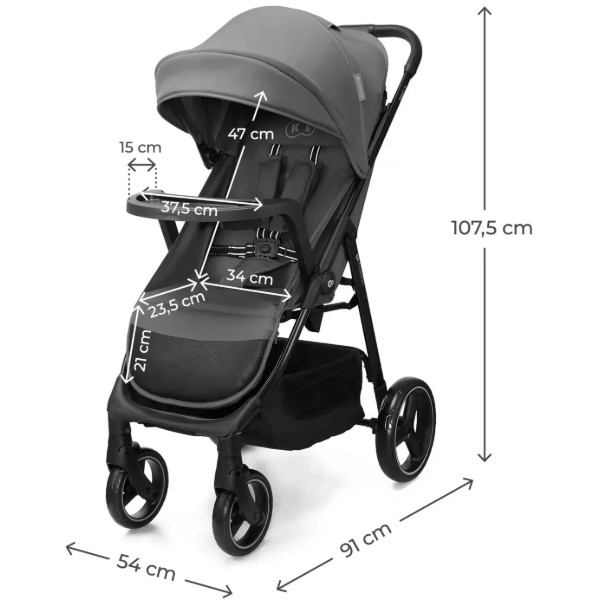 Фото - Коляска прогулочная Kinderkraft Trig 3 Tray Grey (KSTRIG03GRY000T)
